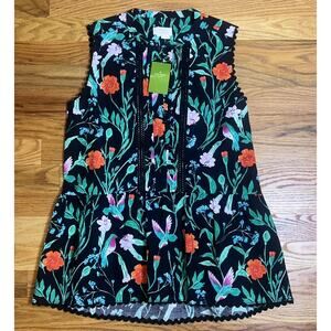 NWT Kate Spade Jardin Poplin Top Scenic Route Size XS Hummingbird